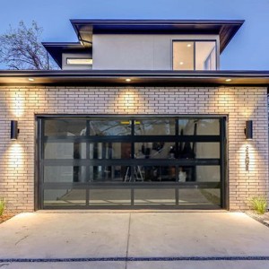 Contemporary Full View Aluminum Garage Door with Motor